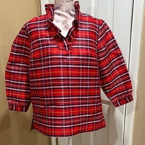 Crown & Ivy Vibrant Red Checkered Blouse